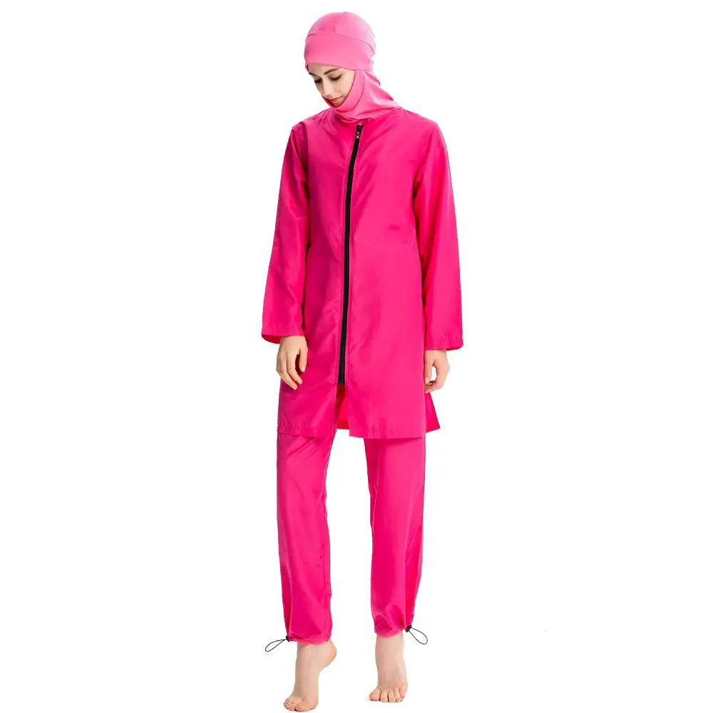 Burkini скромный Мусульманский купальник для женщин на молнии хиджаб полный пляжная