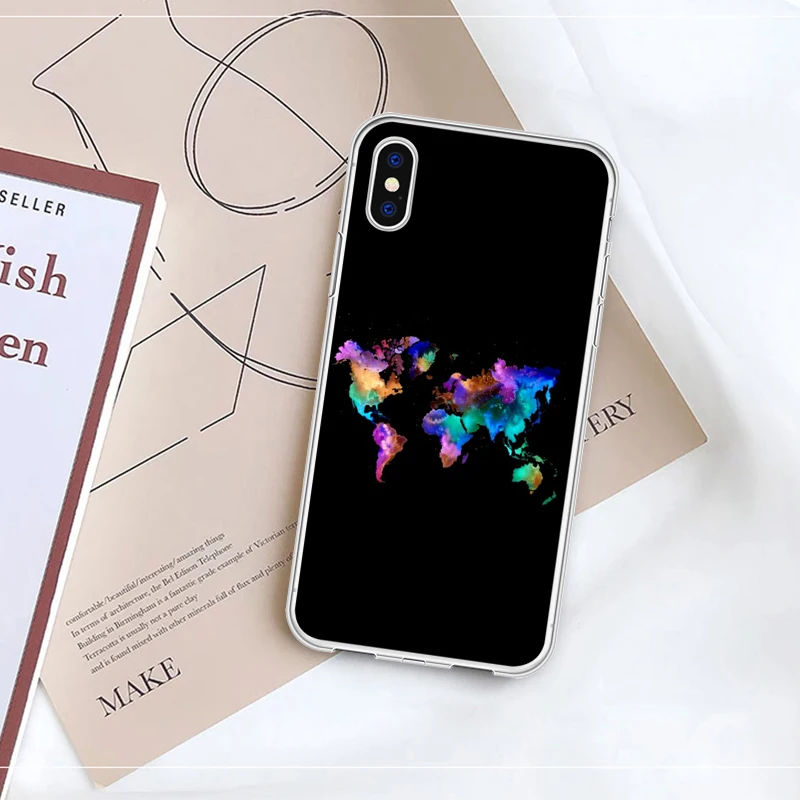 Мультяшный милый Дорожный Чехол для телефона с картой мира чехол iPhone XR X MAX 6 6S 7 8 Plus