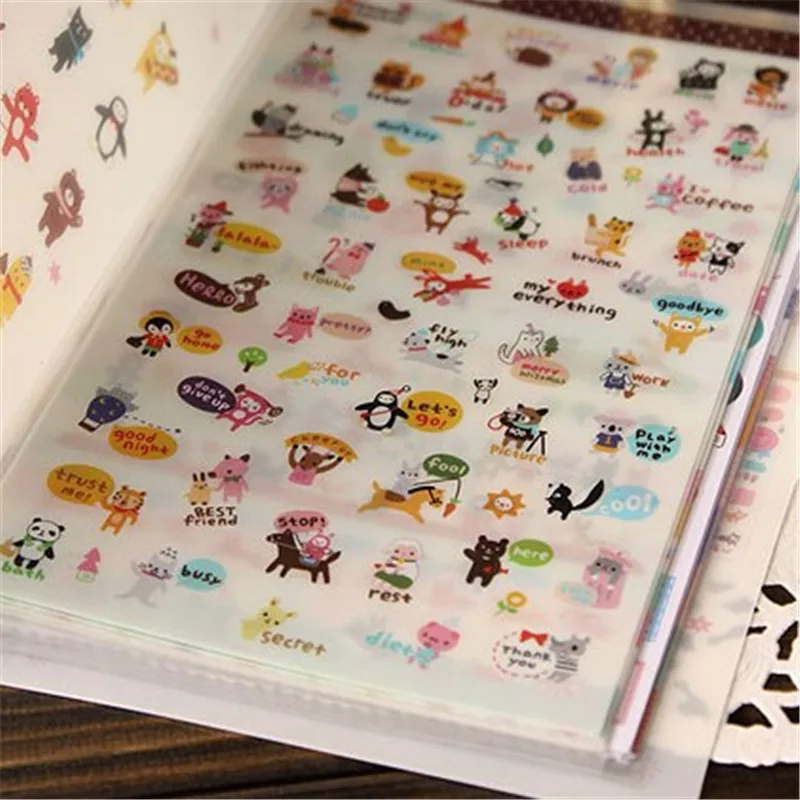 

Harphia 8 pcs/pack Stick and Collect Book Cute Animals Decorative Washi Scrapbooking Sticker Label Diary Journal Decorate