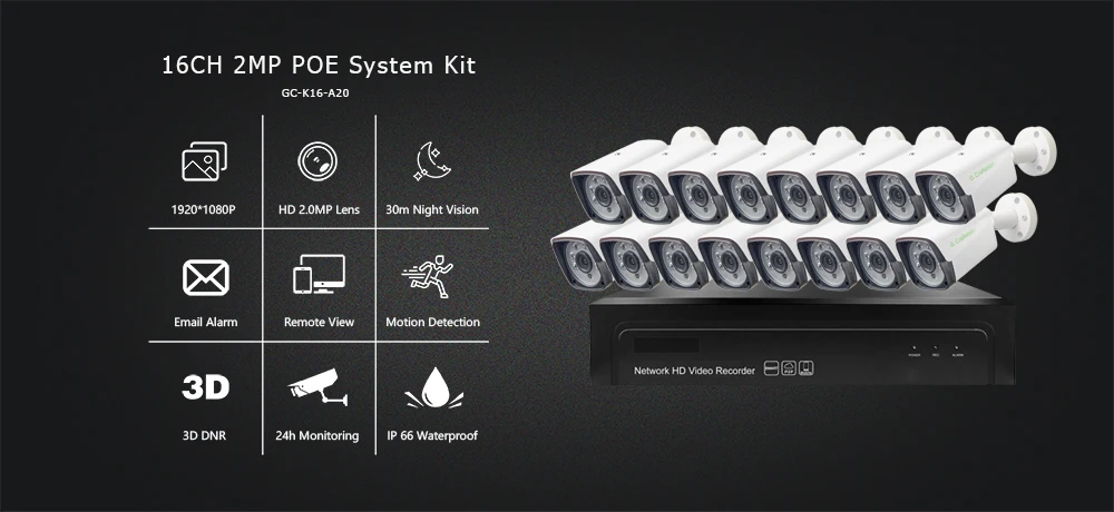 16ch 2MP POE Комплект H.265 система видеонаблюдения безопасности NVR 1080P наружная Водонепроницаемая ip-камера 48 в POE переключатель наблюдения DIY G. Craftsman