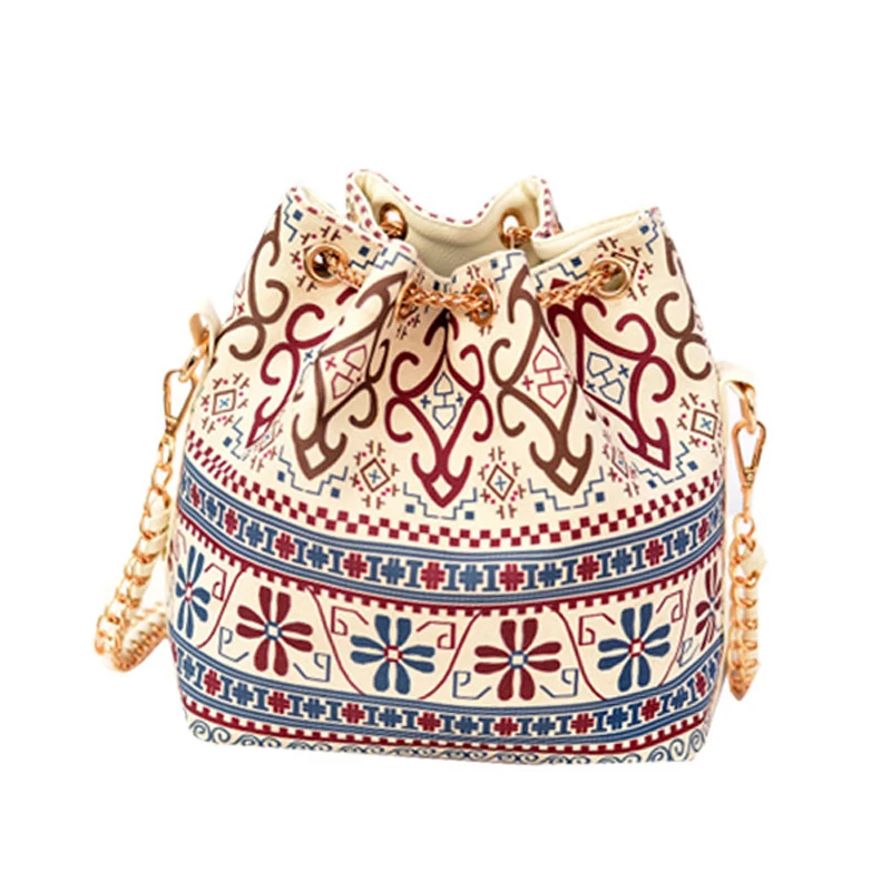 

20pcs/lot Bohemia Canvas Drawstring Bucket Bag Shoulder Handbags Women Messenger Bags Bolsa Feminina Bolsos