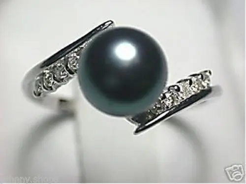 Кольцо с жемчугом Tahitian черное Размер 7 9 #|ring size|pearl ringpearl ring price |