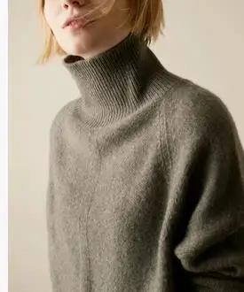 grey neutral Козий кашемир, вязанный женский модный Толстый Пуловер, свитер, неровная Длина, свободный, томный, Повседневный, верблюжий, 3 цвета, S/M/L - Цвет: grey neutral