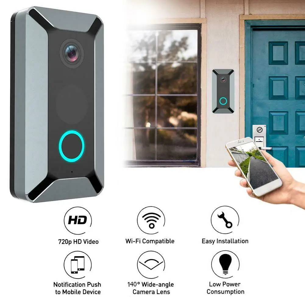Wireless Smart WiFi DoorBell IR Video Visual Camera Intercom Home Security Door Bell For Apartments Alarm | Безопасность и защита