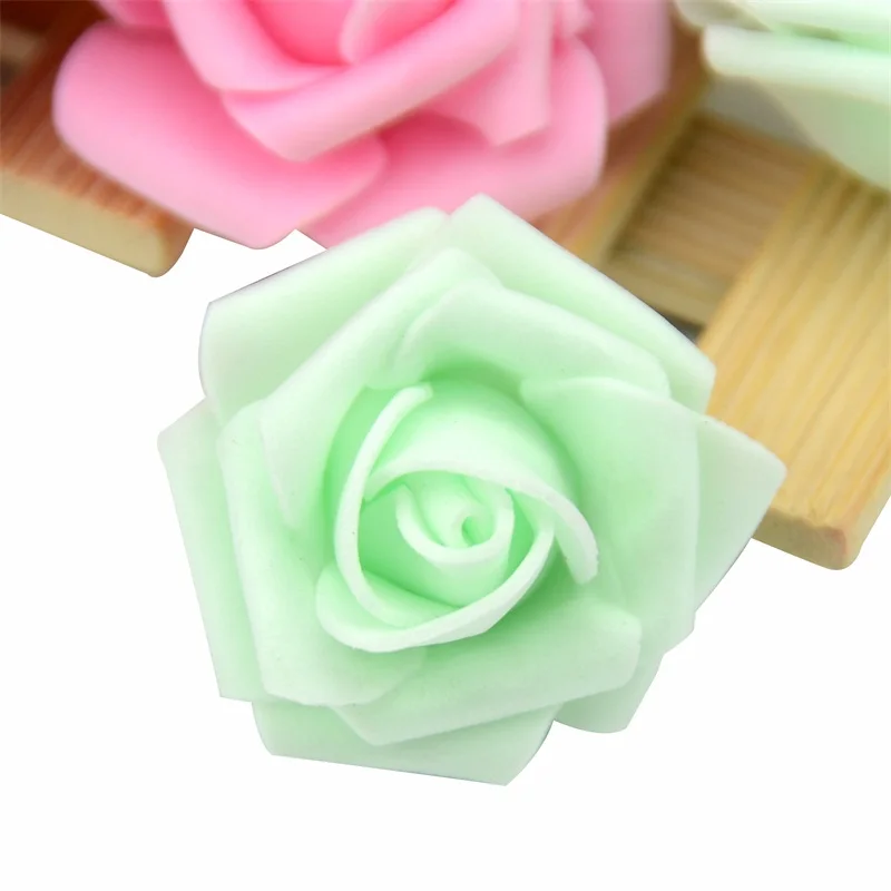 Fluorescent green 20 шт./лот 4 см искусственная мини ПЭ пена Роза Цветок голова для свадьбы украшения дома DIY ВЕНОК аксессуары дешевые искусственные цветы - Цвет: Fluorescent green