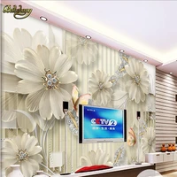 beibehang custom papel de parede 3d jewelry diamonds flowers tv background photo wallpaper for walls 3 d wallpapers living room