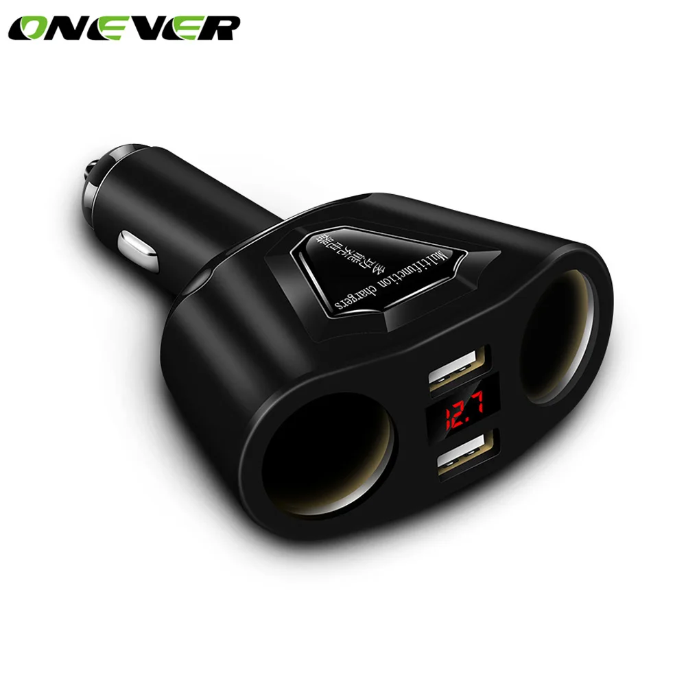 Onever 2 гнезда 12V разветвитель автомобильного прикуривателя USB разъем питания