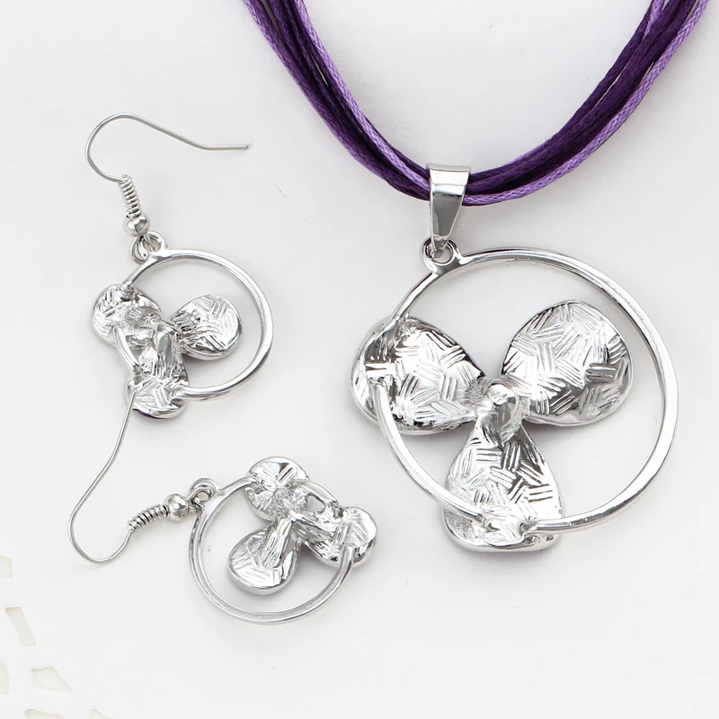 Новый европейский ювелирный набор в форме цветка виде Круга ожерелье серьги для