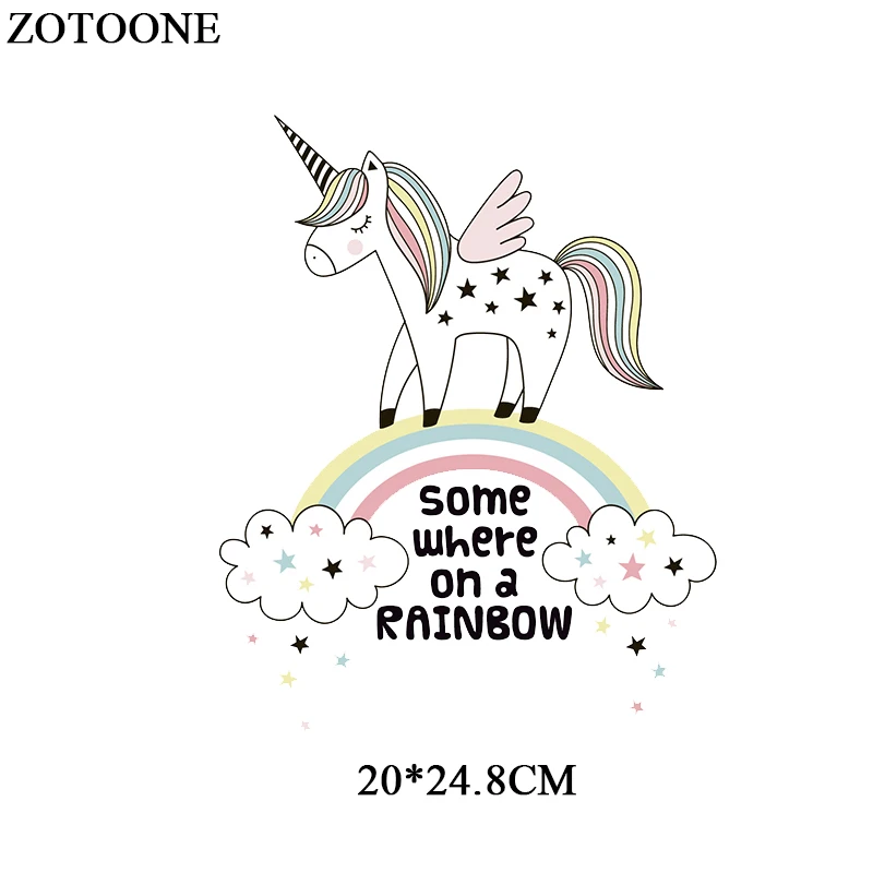 Наклейки ZOTOONE для детской одежды Мультяшные нашивки в форме единорога железные