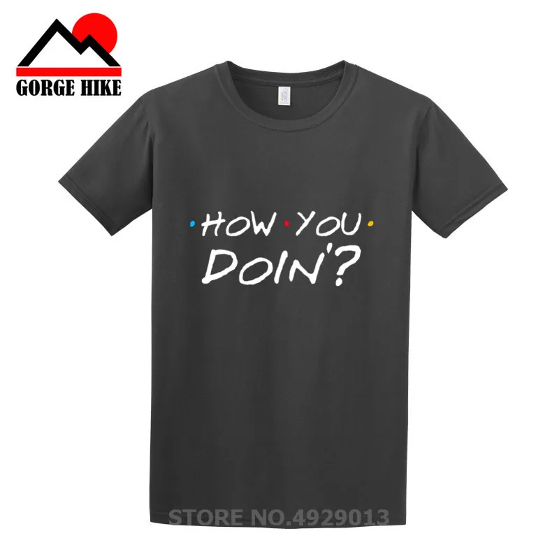 Новинка лета, топы, футболка, Homme, круглый вырез, короткий рукав, хлопок, How You Doin Friends, ТВ-шоу, темный рисунок, футболки для мужчин - Цвет: Charcoal