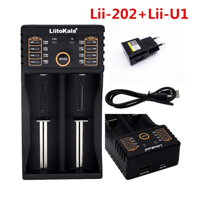 Интеллектуальное зарядное устройство LiitoKala с разъемом USB и функцией внешнего