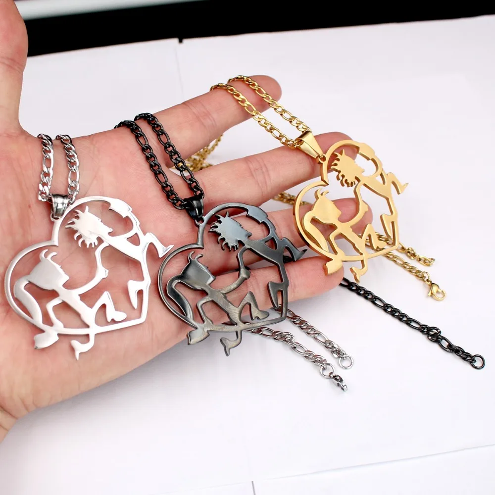 Punk Jewelry ICP stainless steel black / gold Large heart Hatchet man pendant necklace NK Chain 4mm 24'' for Mens | Украшения и