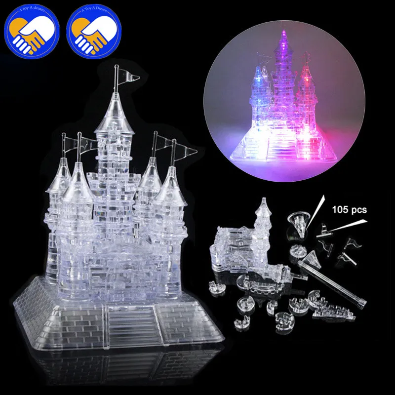 Дети 3D Головоломка ЗАМОК Кристалл музыка свет модель DIY замок Развивающий Пазл