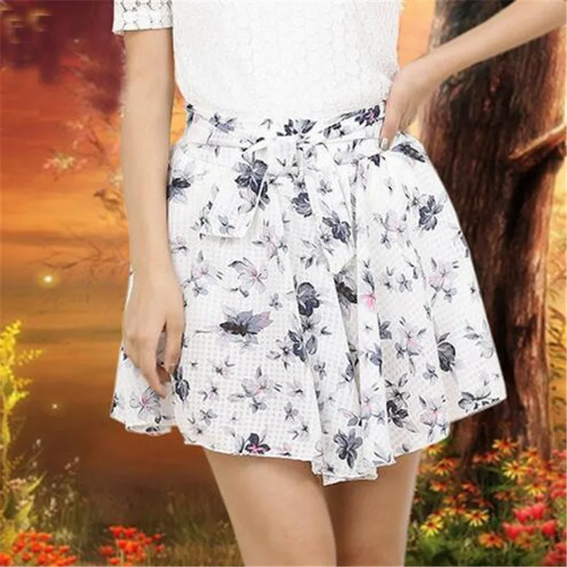 Юбка шорты Летняя шифоновая с цветочным принтом|faldas saia|printed chiffon skirtchiffon skirt |