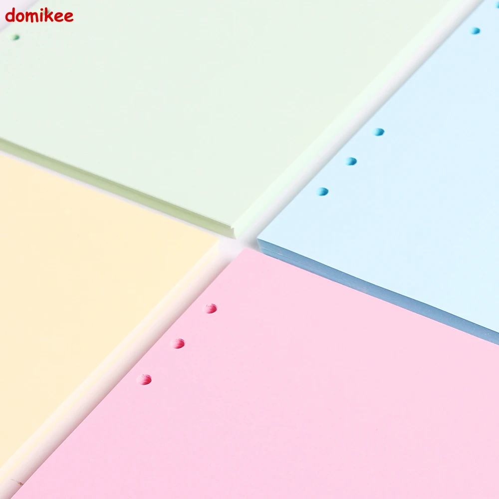 

Domikee cute colorful 6 holes blank inner papers core for spiral notebook,candy notebook replacement paper core A5 A6 4 colors