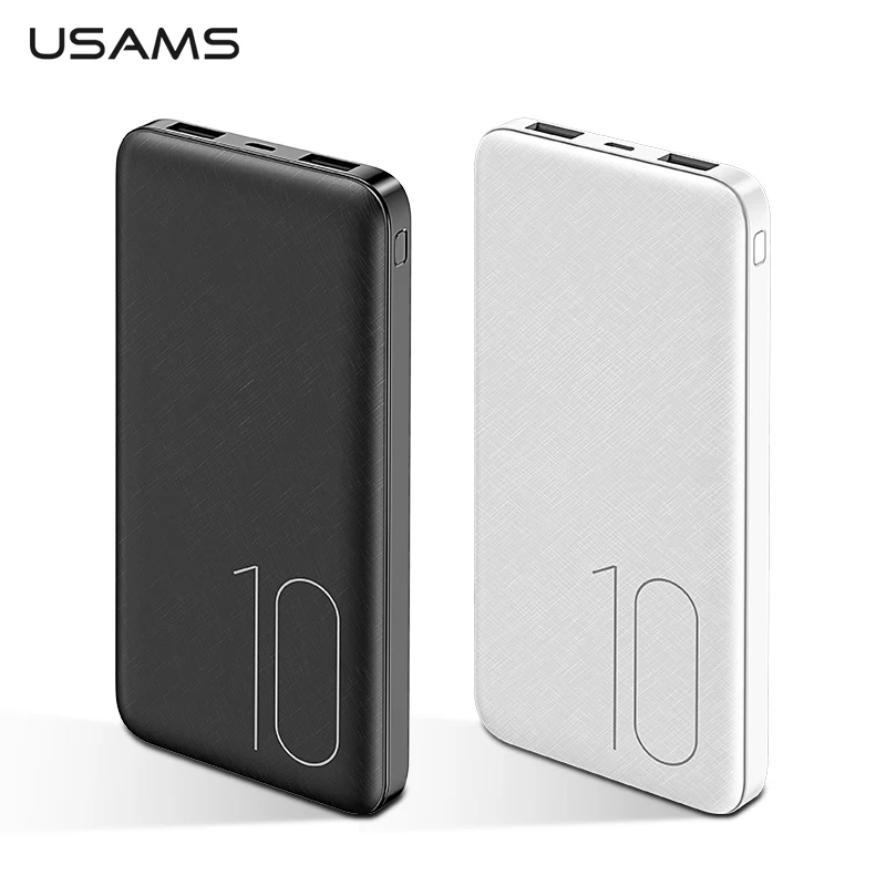 USAMS портативный внешний аккумулятор 10000 мАч тонкий для iPhone Xiaomi huawei Oneplus Dual USB