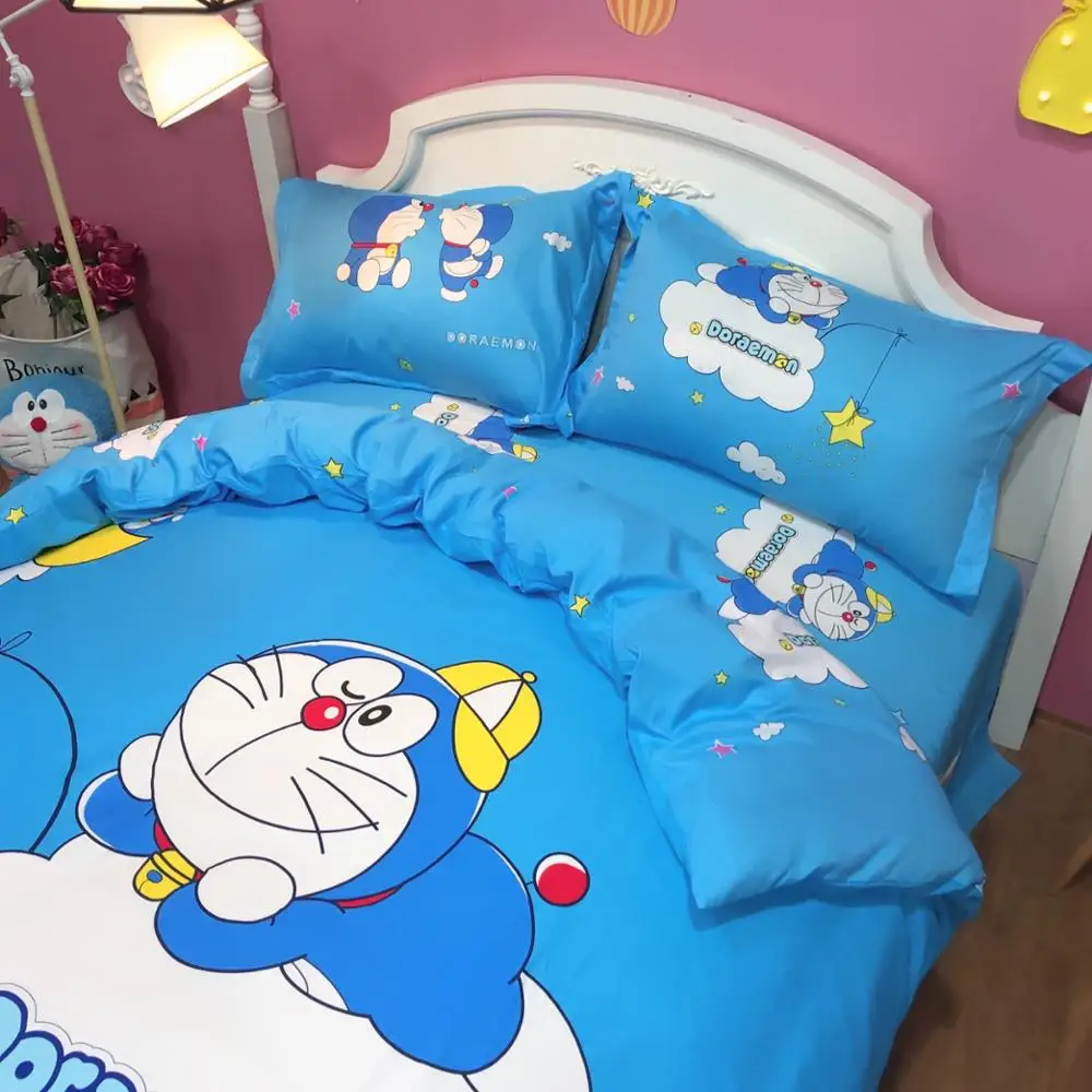 Комплект постельного белья с рисунком Doraemon для мальчиков 100% хлопковое стеганное