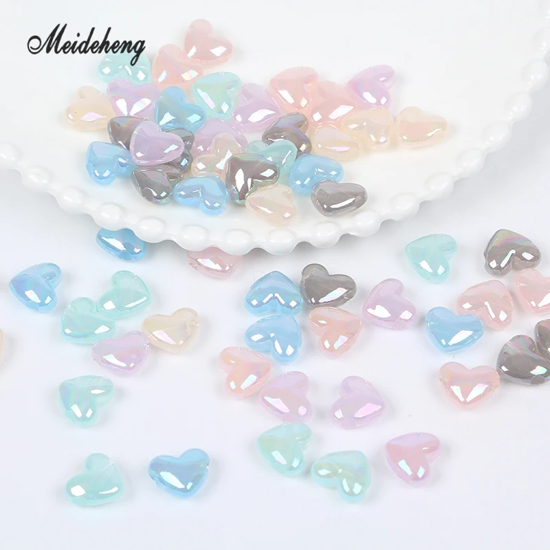 Акриловые бусины с большим отверстием в форме сердца для изготовления ювелирных