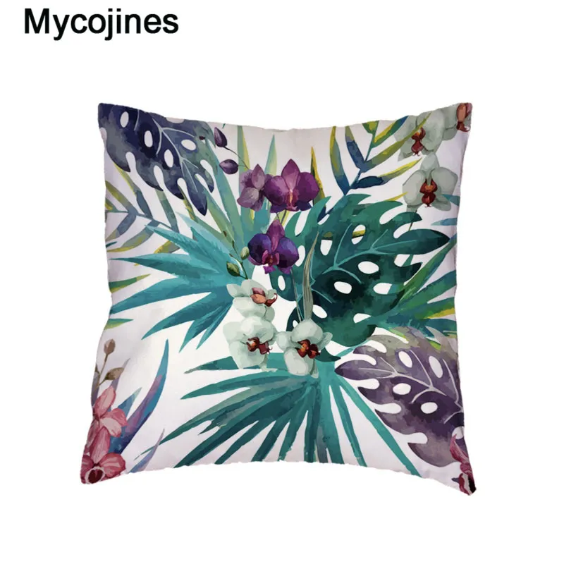 Современные художественные белые наволочки с листьями тропического леса в