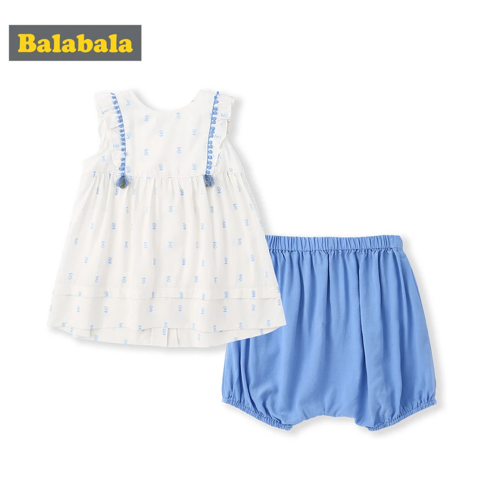 BalabalaBaby/летний комплект одежды для девочек новинка 2019 Детский костюм с короткими