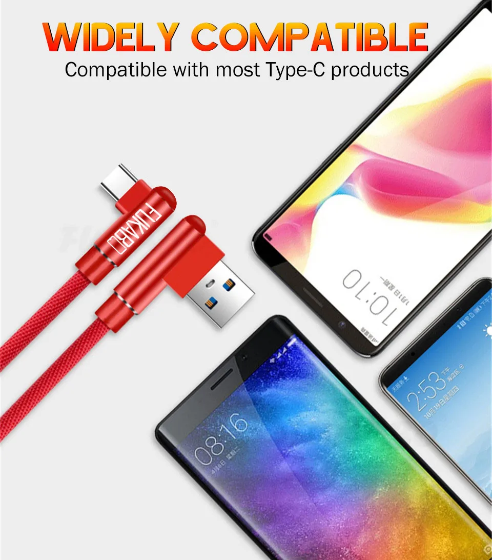3 a кабель для быстрой зарядки USB для samsung Galaxy A50 S9 Xiaomi Redmi Note 7 Pro шнур для huawei P20 Lite 90 градусов USB кабель для передачи данных