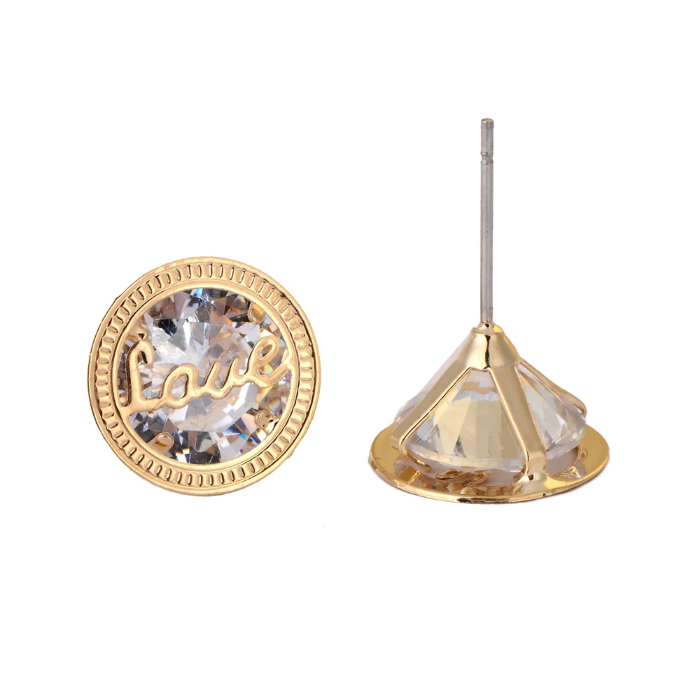 YAOLAGE новые корабли Циркон серьги Мода любовные письма цвета: золотистый