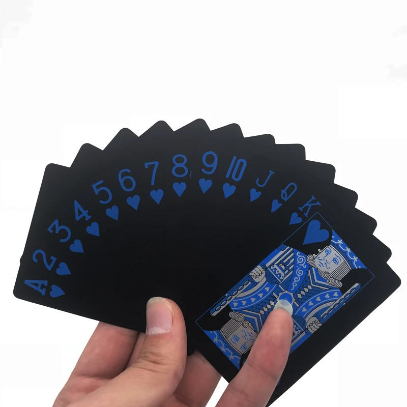 Новые гладкие водонепроницаемые черные пластиковые игральные карты черная