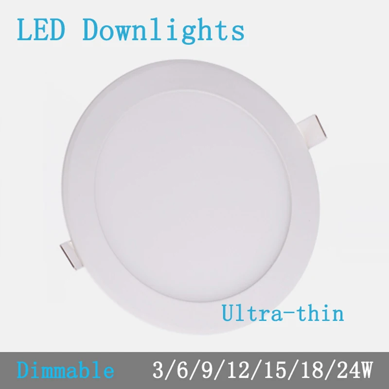 Grosor 3 W/6 W/9 W/12 W/15 W/18 W/24 W luz descendente LED de emergencia lámpara de panel de luz para luminaria de dormitorio