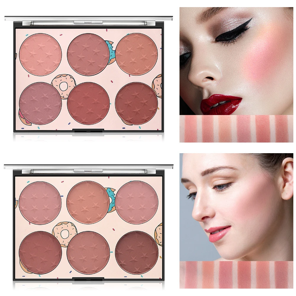 

MISS ROSE 6 Color Natural Long-lasting Blusher Powder Palette Face Matte Highlighter Powder Illuminated Blush Powder TSLM2