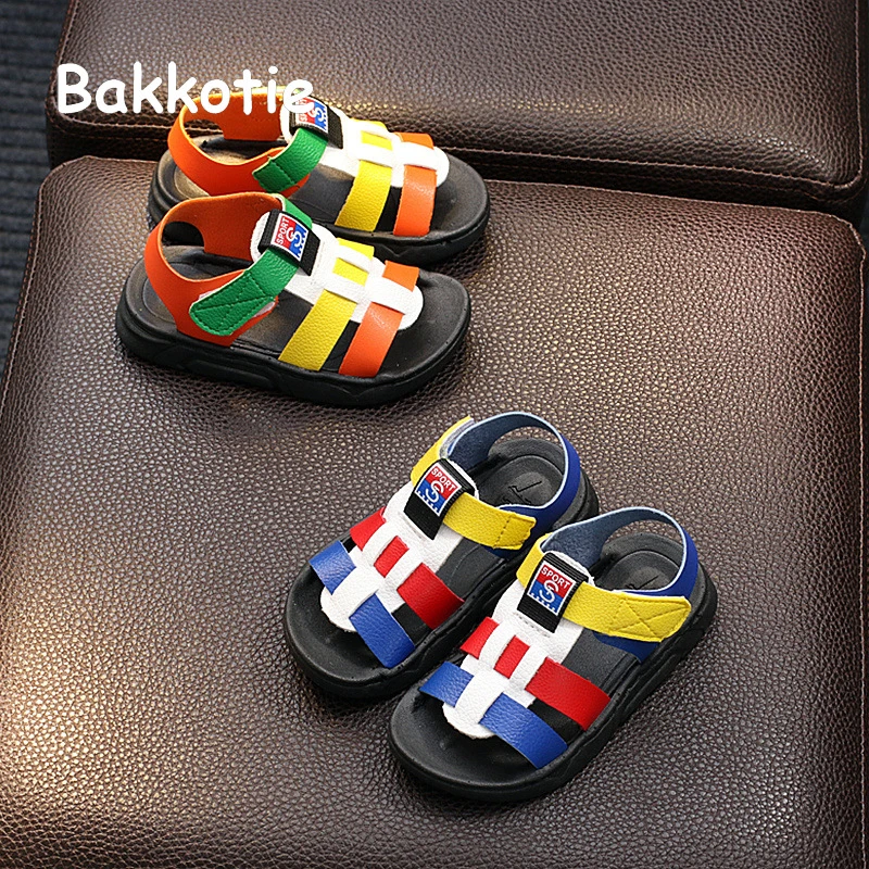 Bakkotie 2018 Новая мода лето для маленьких мальчиков синие пляжные сандалии Детская