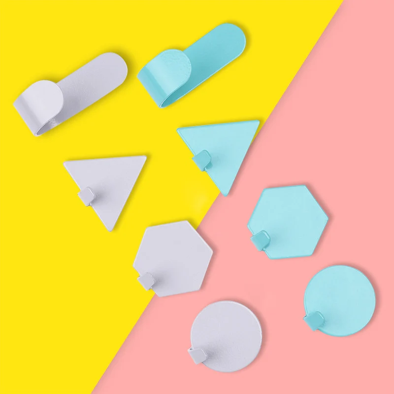 

Geometric Shape Free Punching Steel Hooks Hanger Magnetic Hooks Shape Kawaii Kitchen Hook Wall Door 4PCS JJJRY325