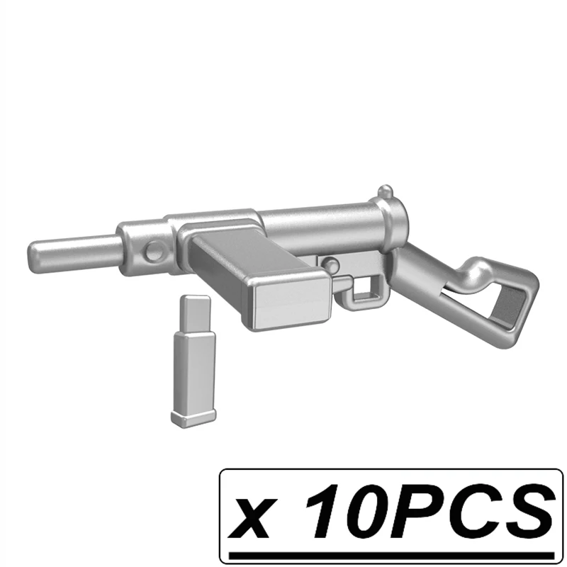 10 шт./лот WW2 пушки военное оружие винтовка машина Submachine SMG SWAT MOC части строительные блоки кирпичи игрушки для детей - Цвет: 10pcs PJ0107