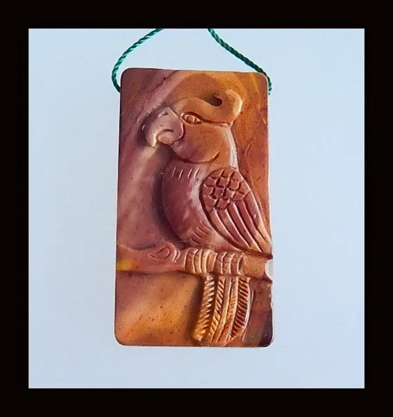 

Semi-precious stones, Jewelry accessories, birthday gift,Carved bird Mookite Jasper Pendant,44x24x7mm,15.1g