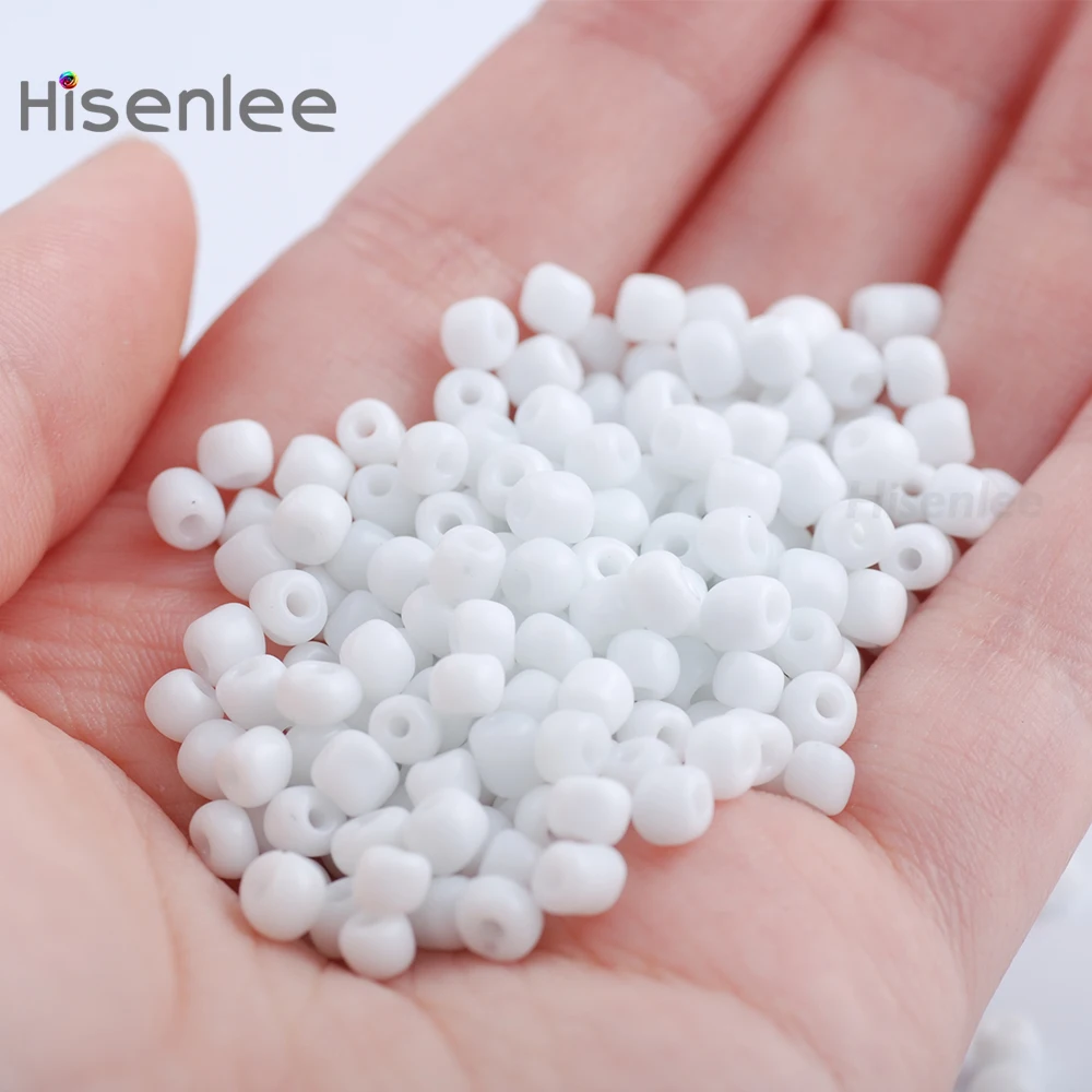 Hisenlee 4MM 50g (about 500pcs) White Czech Glass Seed Spacer Beads Austria Round Ceramic Texture Never Fade For Kid DIY | Украшения и