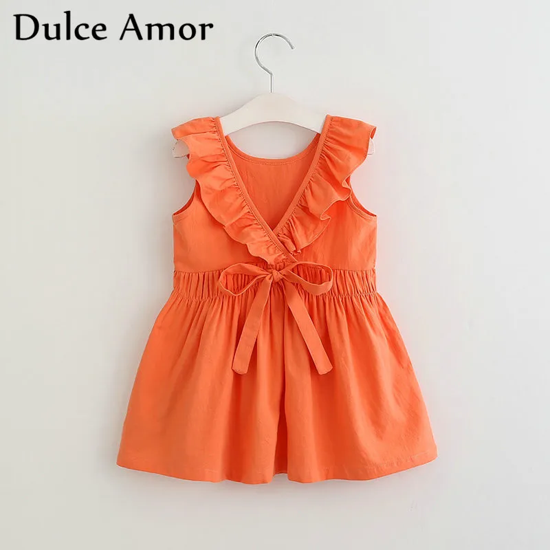 

Летнее платье для девочек Dulce Amor, платье принцессы с оборками, вечернее платье без рукавов для девочек, платье с открытой спиной и V-образным ...
