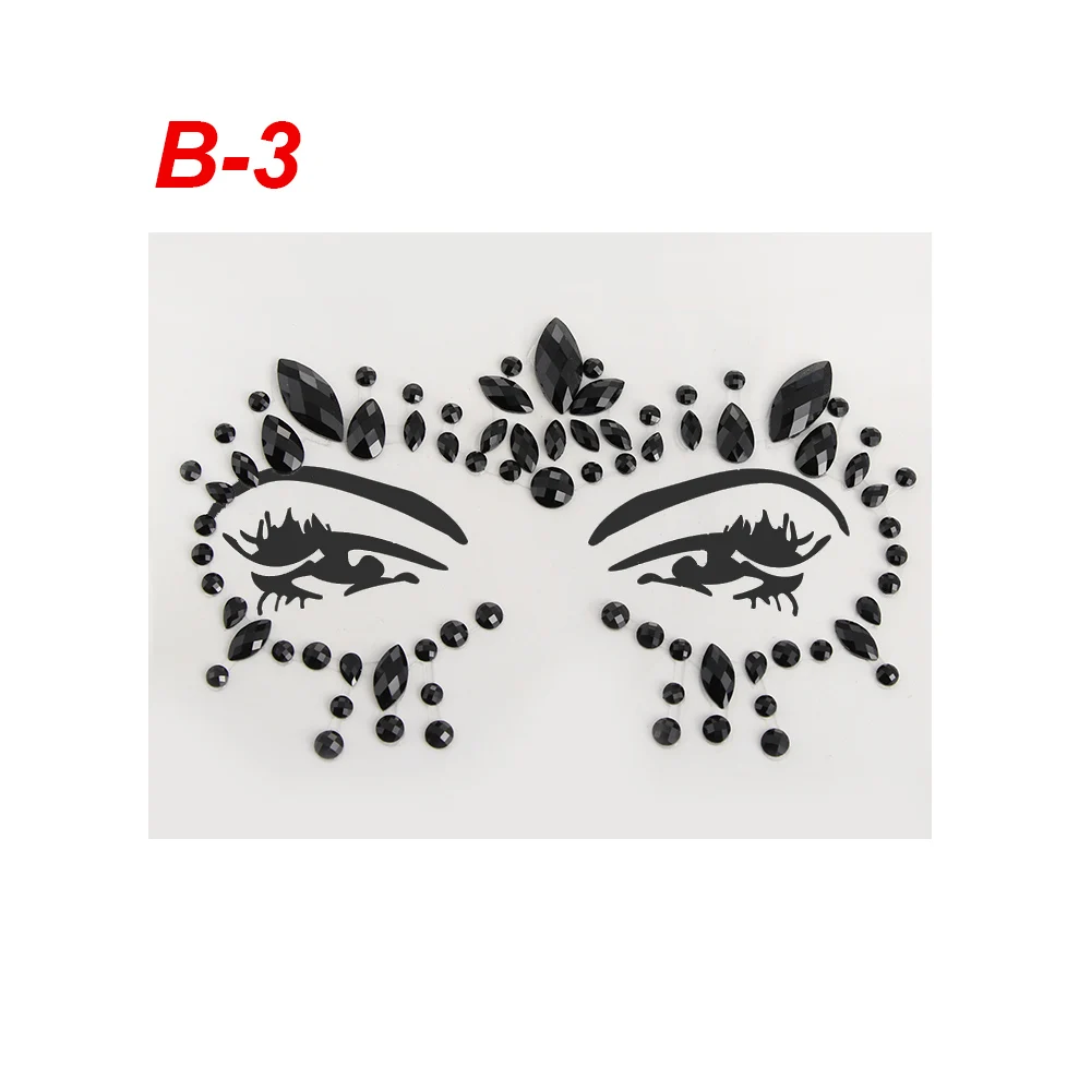 1 ПК Прозрачный лицо Body Art Jewels фестиваль вечерние блеск глаз наклейки причудливые тени для век татуировки наклейки макияж Инструменты косметические - Цвет: B-3