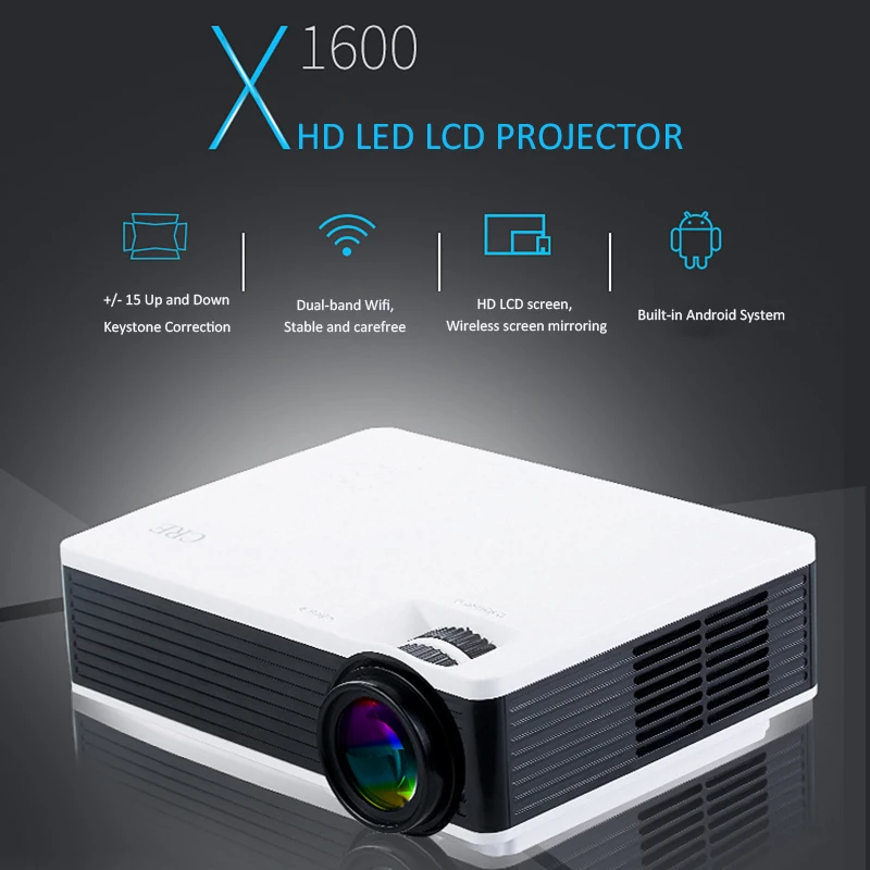 CRE X1600 Мини HD lcd Проектор для домашнего кинотеатра светодио дный android Wi Fi поддержка