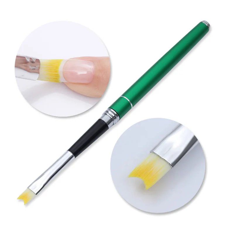 Acrylic French Tip Nail Brush For Gel Polish Half Moon Shape Drawing Painting Pen Green Handle Art Tool | Красота и здоровье