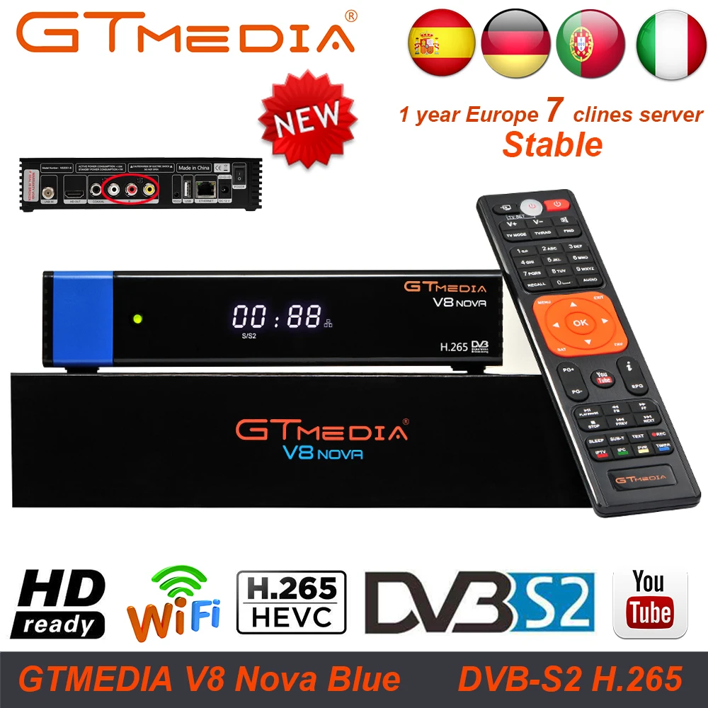 Оригинальный GTMedia V8 Nova спутниковый ресивер Full 1080P встроенный WiFi DVB-S2 HD с 1 год