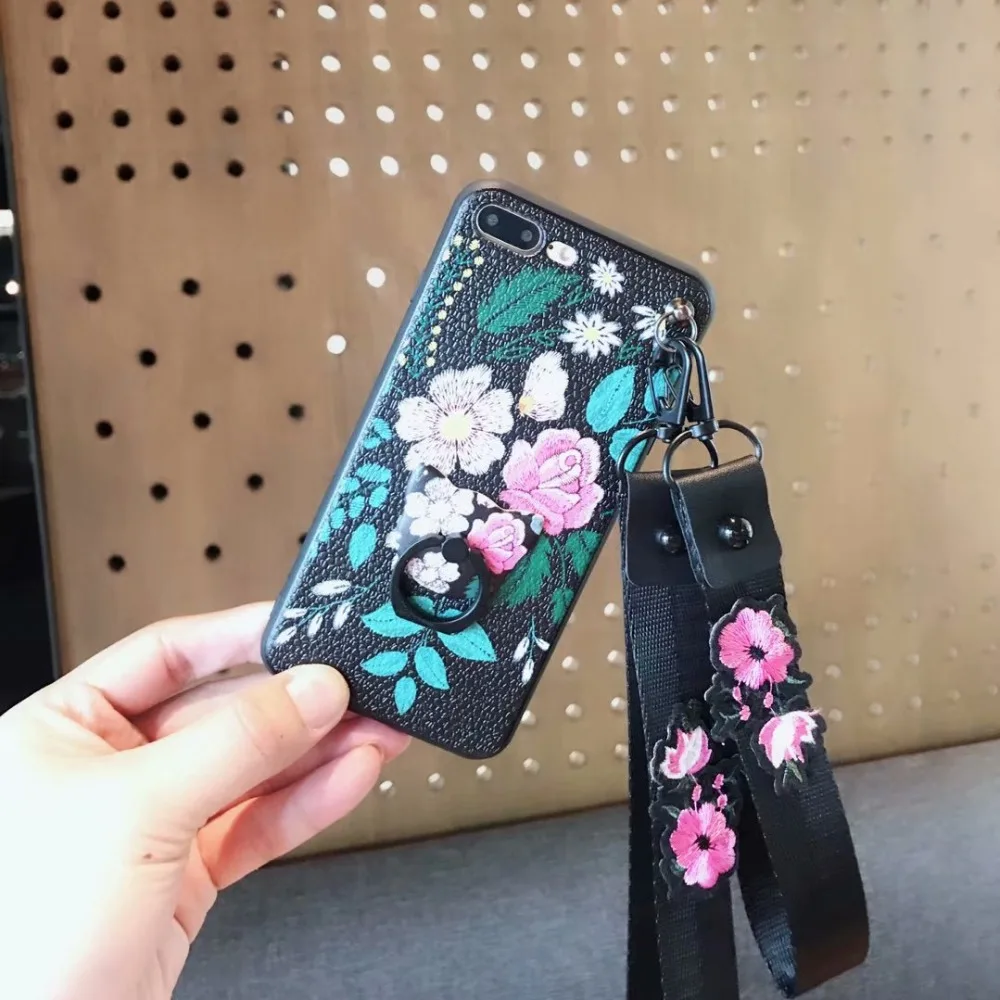 Сумка для телефона чехол Apple iPhone 7 8 Plus X 6s 6 Модный с цветами и птицами держателем на