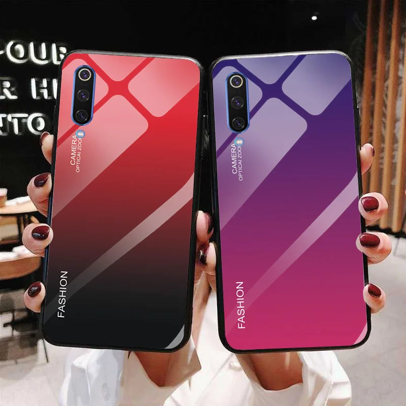 Чехол из закаленного стекла с градиентом для Xiaomi Mi 8 Lite 9 9T se K20 Pro Redmi 5A 6 A 7 7A Go чехол