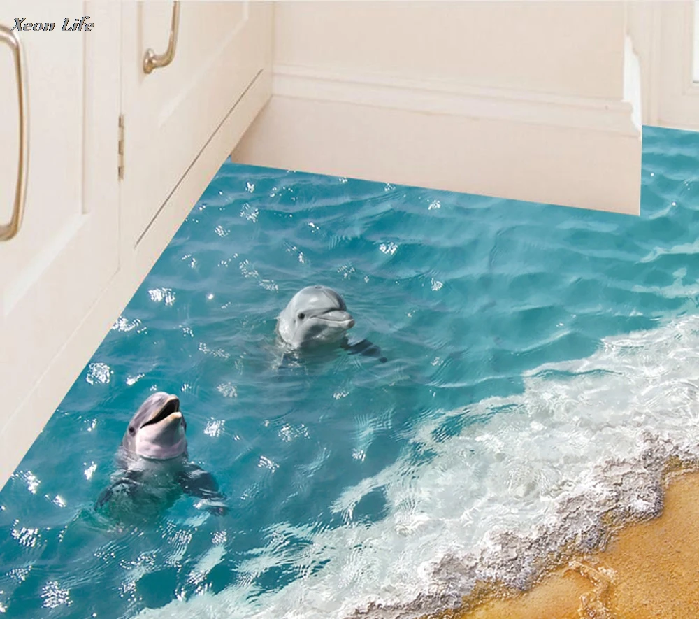 Горячая продажа 3D пляжный пол наклейка на стену съемные настенные наклейки