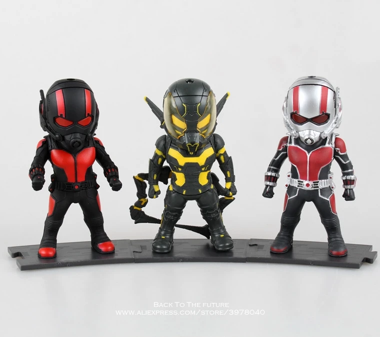 

Disney Marvel Avengers Ant Man 3pcs/set Q version 10cm Action Figure Anime Mini PVC Collection Figurine Toy model for children