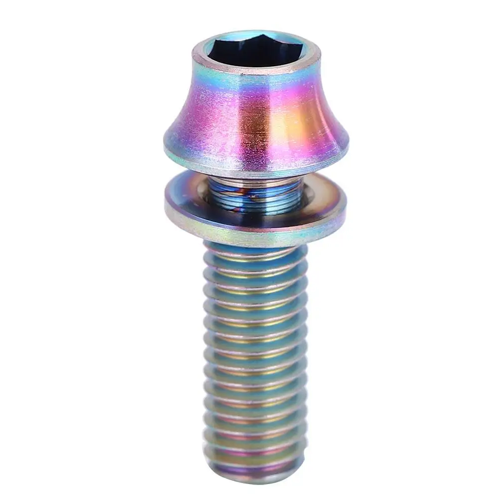 Rainbow M5x16 Велосипедный держатель для бутылки воды болт крепления болт из титанового сплава прочная установка велосипедное крепление для бутылки красочный велосипед аксессуар с шайбой - Цвет: Rainbow M5x16
