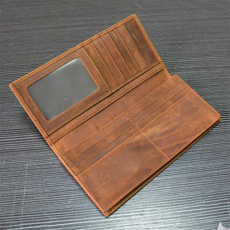 Style1Light Brown MAHEU, модный, винтажный, мужской, женский, Длинный кошелек, кошелек, кредитная карта, внутренний, на молнии, кошельки, двойные, Crazy Horse, Длинный кошелек, мужской, женский кошелек - Цвет: Style1Light Brown