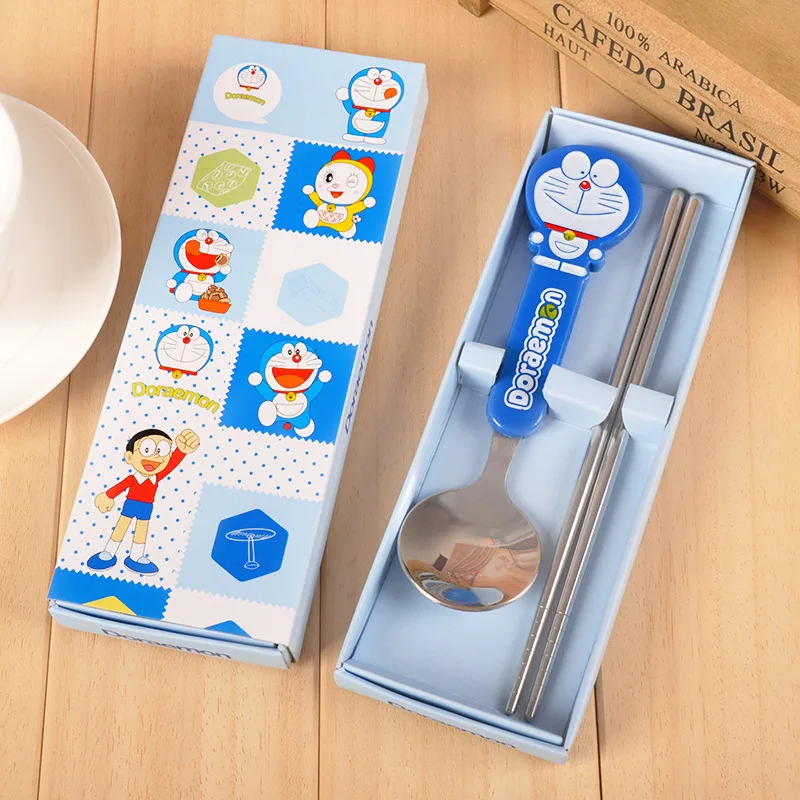 1set Gift Boxes of Doraemon Cat Spoon Chopsticks Tableware Set Wedding In Return Gifts Small Party Supplies 2143WG | Дом и сад