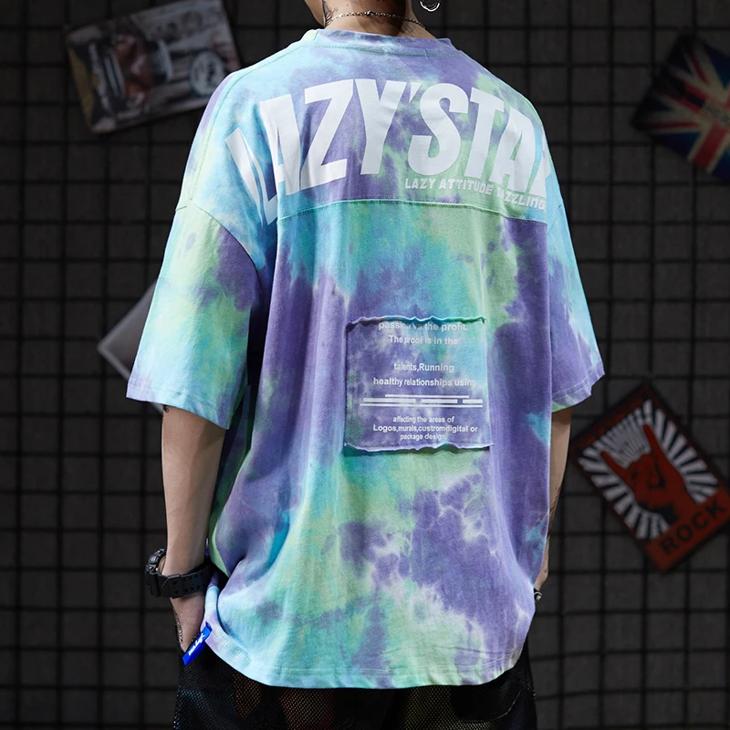 Tie Dye футболка мужская с принтом винтажная психоделическая Ослепительная футболка большого размера хип хоп Уличная Rap Rock Harajuku Ulzzang мужские футболки