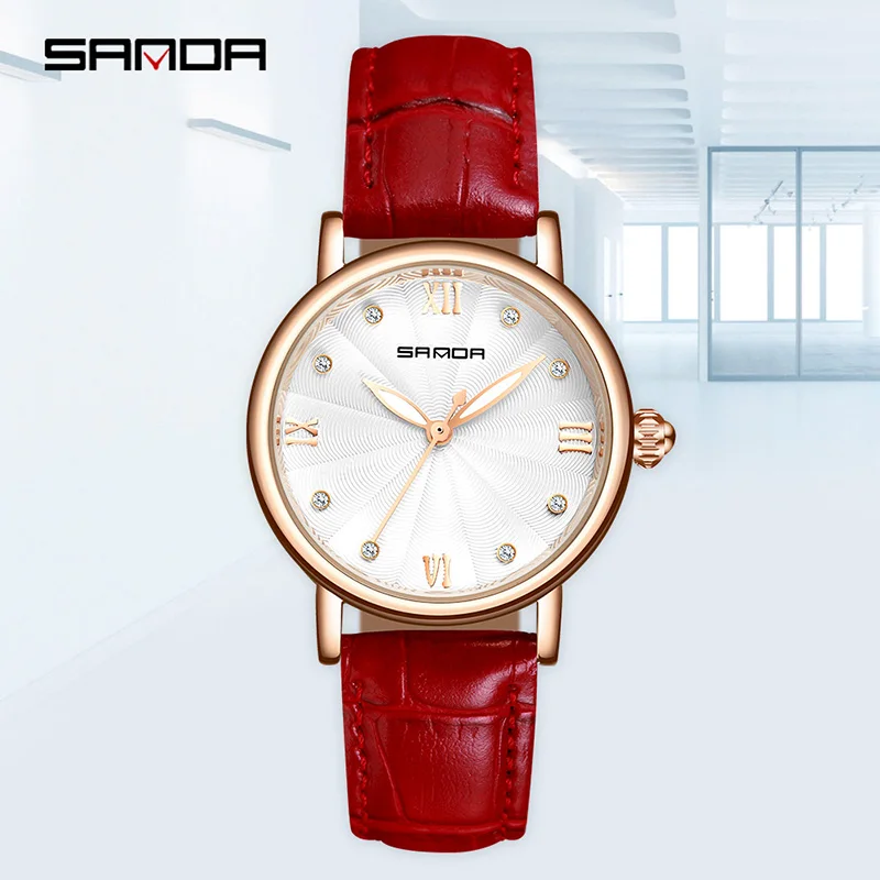 Relogio feminino SANDA женские часы модное платье кварцевые montre femme кожаный ремешок reloj