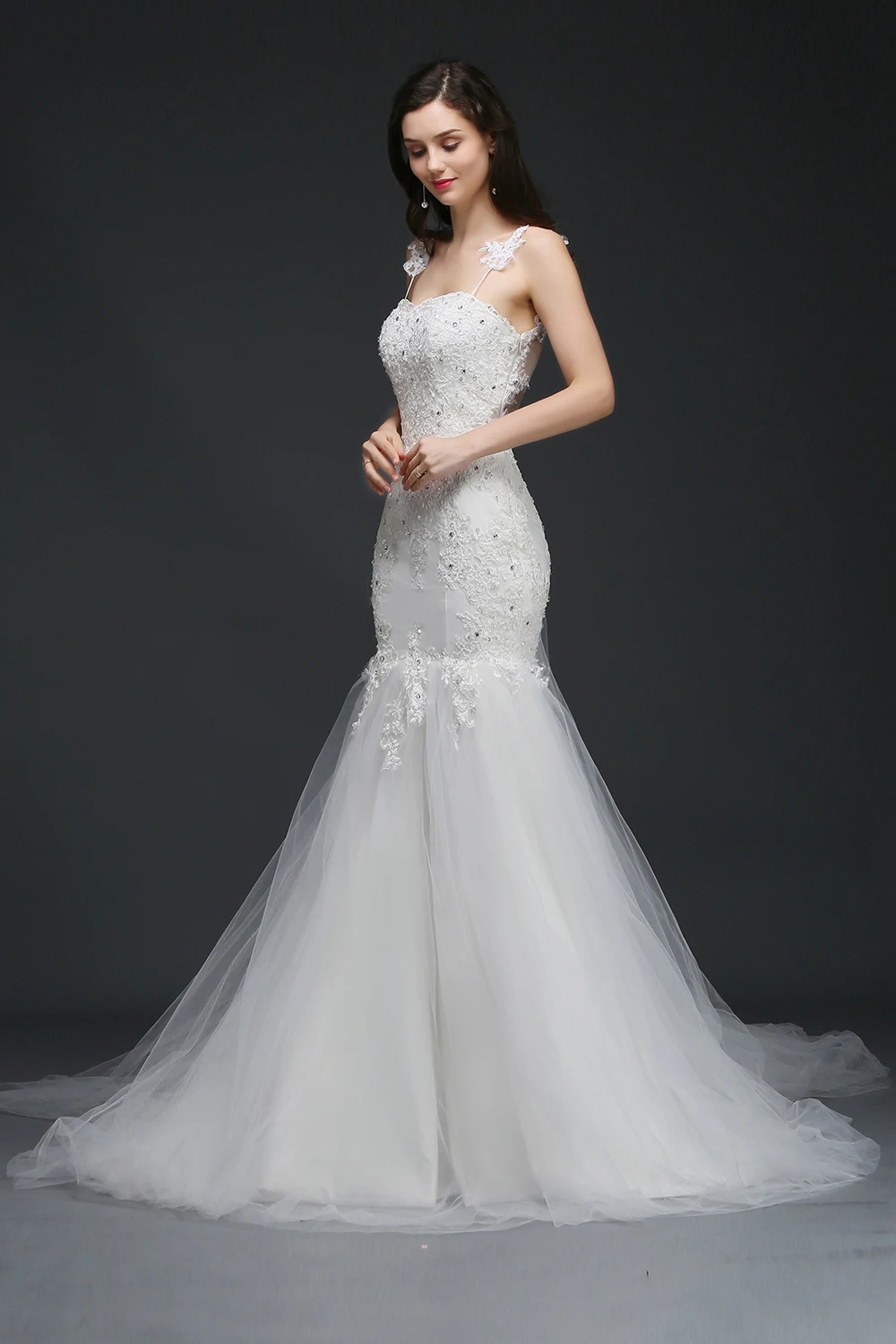 Новинка 2019 г. свадебное платье Русалочки Vestido de Novia кружево Иллюзия сзади