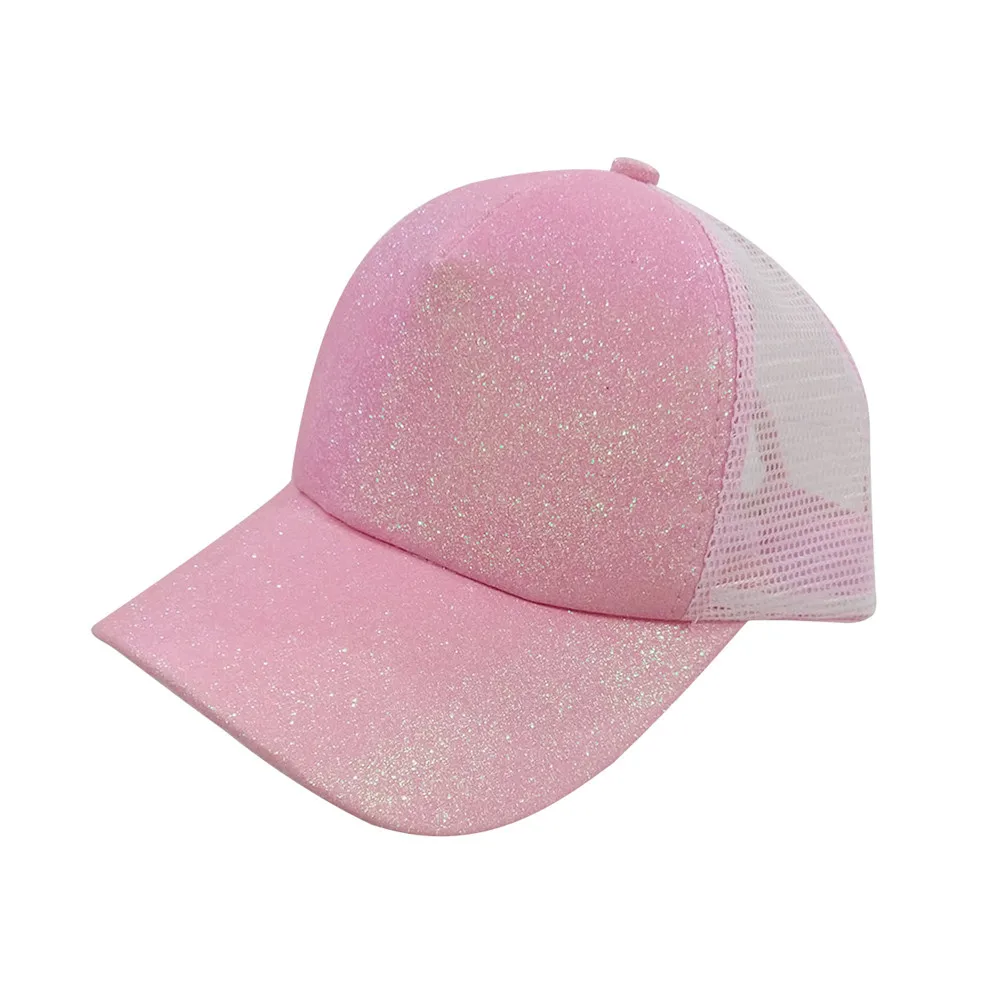 Женский хвостик Бейсболка Snapback хип хоп Блестки Блестящий грязный булочка Лето